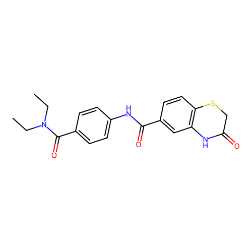 N-[4-(diethylcarbamoyl)phenyl]-3-oxo-4H-1,4-benzothiazine-6-carboxamide structure