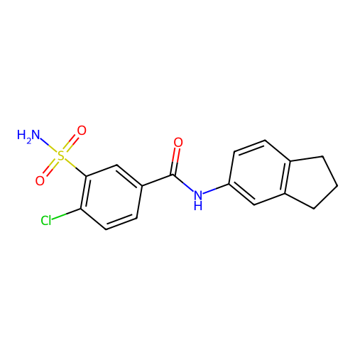 4-chloro-N-(2,3-dihydro-1H-inden-5-yl)-3-sulfamoylbenzamide structure