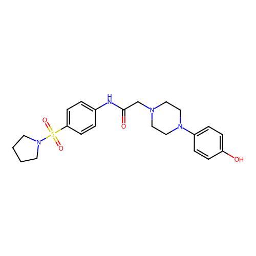 2-[4-(4-hydroxyphenyl)piperazin-1-yl]-N-(4-pyrrolidin-1-ylsulfonylphenyl)acetamide structure
