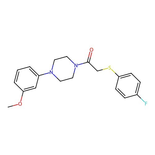 2-(4-Fluorophenyl)sulfanyl-1-[4-(3-methoxyphenyl)piperazin-1-yl]ethanone structure