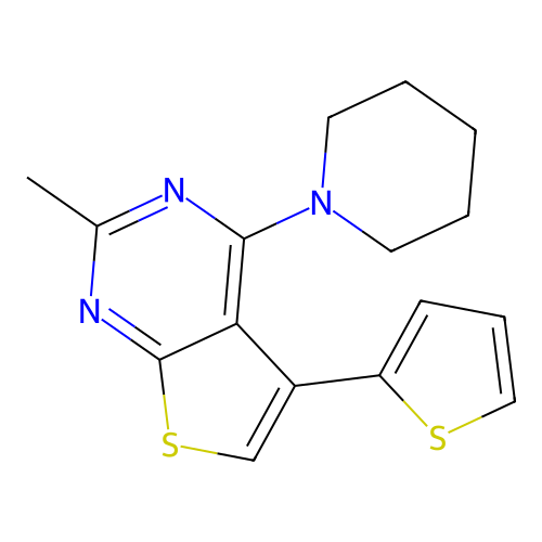 2-Methyl-4-piperidin-1-yl-5-thiophen-2-ylthieno[2,3-d]pyrimidine structure