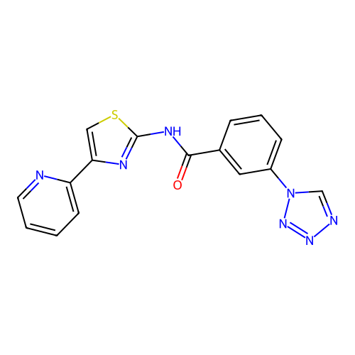 N-(4-pyridin-2-yl-1,3-thiazol-2-yl)-3-(tetrazol-1-yl)benzamide structure