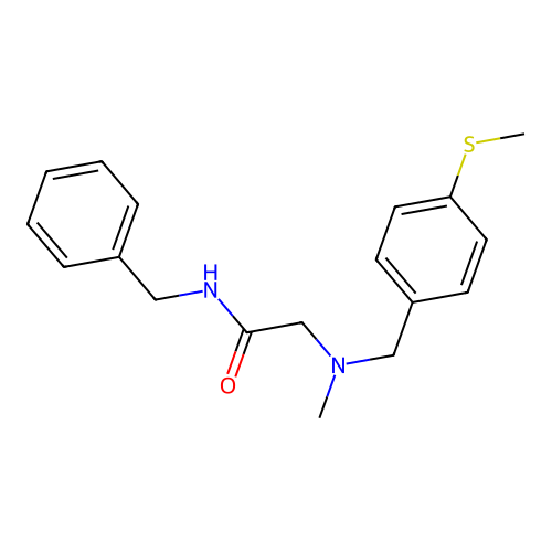 N-benzyl-2-[methyl-[(4-methylsulfanylphenyl)methyl]amino]acetamide structure