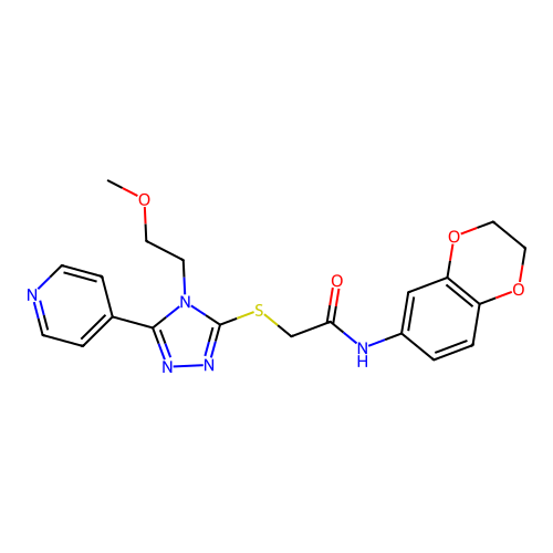 N-(2,3-dihydro-1,4-benzodioxin-6-yl)-2-[[4-(2-methoxyethyl)-5-pyridin-4-yl-1,2,4-triazol-3-yl]sulfanyl]acetamide structure