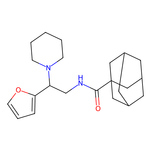 N-[2-(furan-2-yl)-2-(piperidin-1-yl)ethyl]adamantane-1-carboxamide structure
