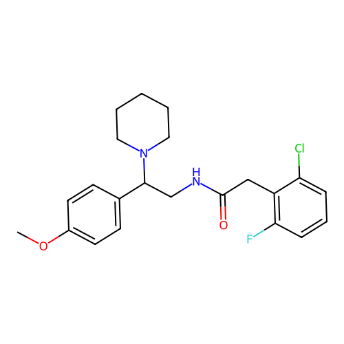 2-(2-chloro-6-fluorophenyl)-N-[2-(4-methoxyphenyl)-2-piperidin-1-ylethyl]acetamide structure