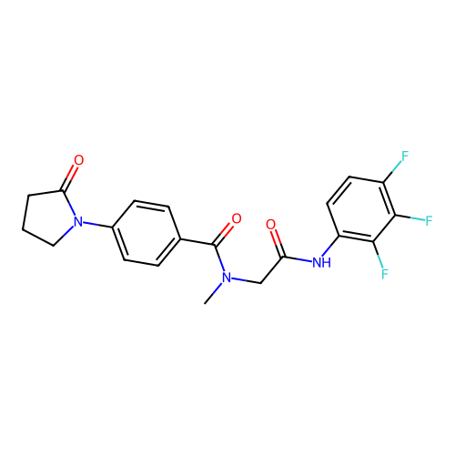 N-methyl-4-(2-oxopyrrolidin-1-yl)-N-[2-oxo-2-(2,3,4-trifluoroanilino)ethyl]benzamide structure