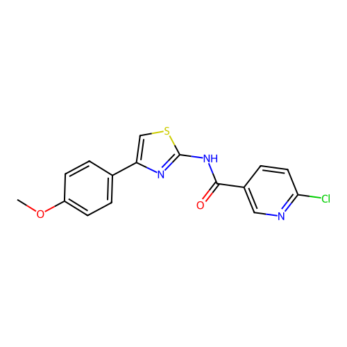 6-chloro-N-[4-(4-methoxyphenyl)-1,3-thiazol-2-yl]pyridine-3-carboxamide structure
