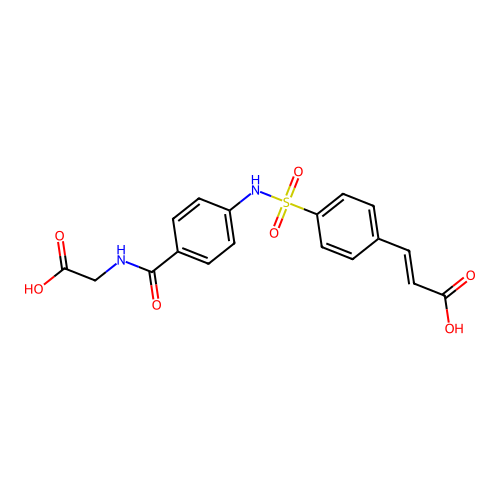 (2E)-3-[4-({4-[(Carboxymethyl)carbamoyl]phenyl}sulfamoyl)phenyl]prop-2-enoic acid structure
