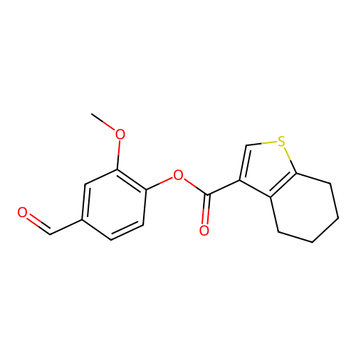 4-Formyl-2-methoxyphenyl 4,5,6,7-tetrahydrobenzo[b]thiophene-3-carboxylate structure