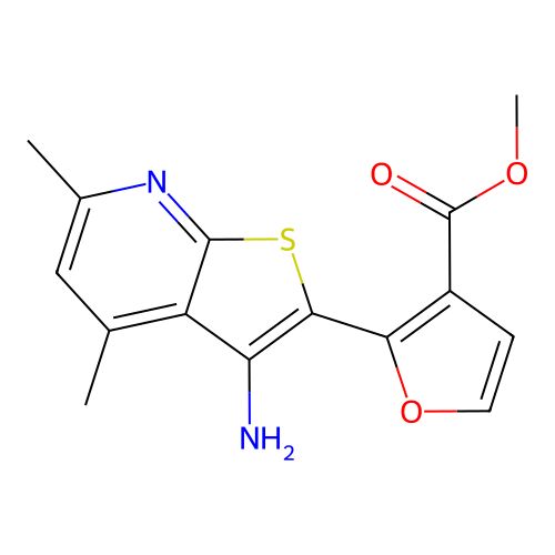 Methyl 2-(3-amino-4,6-dimethylthieno[2,3-b]pyridin-2-yl)furan-3-carboxylate structure