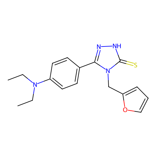 5-[4-(diethylamino)phenyl]-4-(furan-2-ylmethyl)-4H-1,2,4-triazole-3-thiol structure