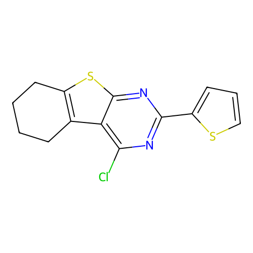 3-Chloro-5-(thiophen-2-yl)-8-thia-4,6-diazatricyclo[7.4.0.0,2,7]trideca-1(9),2,4,6-tetraene structure