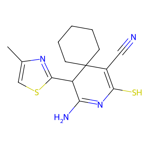 4-imino-5-(4-methyl-1,3-thiazol-2-yl)-2-sulfanyl-3-azaspiro[5.5]undec-1-ene-1-carbonitrile structure