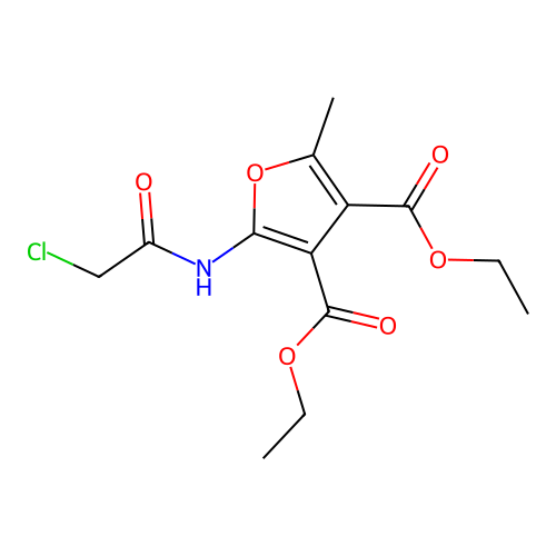 3,4-Diethyl 2-(2-chloroacetamido)-5-methylfuran-3,4-dicarboxylate structure