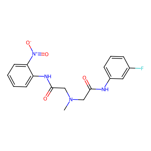 N-(3-fluorophenyl)-2-[methyl-[2-(2-nitroanilino)-2-oxoethyl]amino]acetamide structure
