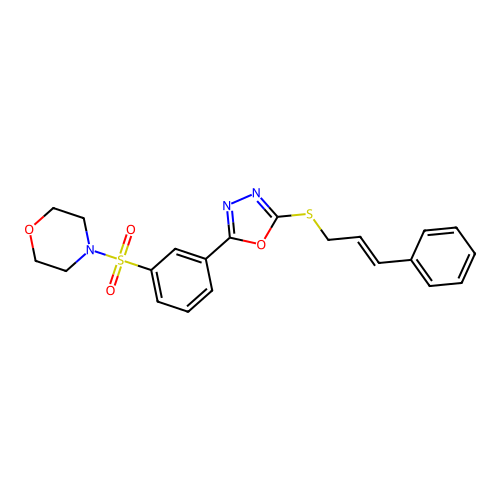 (E)-4-((3-(5-(cinnamylthio)-1,3,4-oxadiazol-2-yl)phenyl)sulfonyl)morpholine structure
