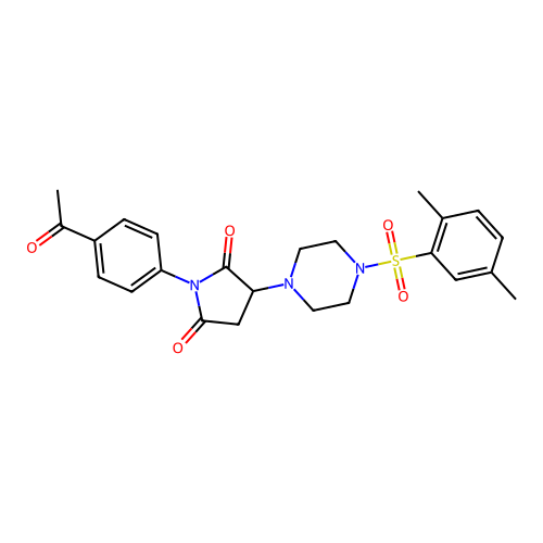 1-(4-acetylphenyl)-3-[4-(2,5-dimethylphenyl)sulfonylpiperazin-1-yl]pyrrolidine-2,5-dione structure