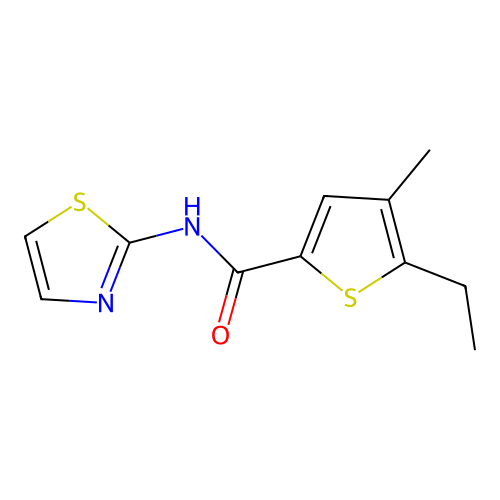 5-ethyl-4-methyl-N-(1,3-thiazol-2-yl)thiophene-2-carboxamide structure