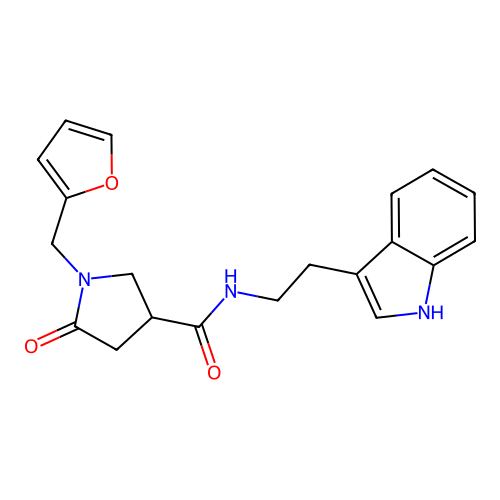 1-(furan-2-ylmethyl)-N-[2-(1H-indol-3-yl)ethyl]-5-oxopyrrolidine-3-carboxamide structure