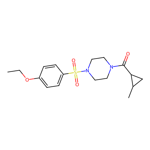 [4-(4-Ethoxyphenyl)sulfonylpiperazin-1-yl]-(2-methylcyclopropyl)methanone structure