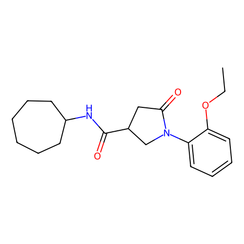 N-cycloheptyl-1-(2-ethoxyphenyl)-5-oxopyrrolidine-3-carboxamide structure
