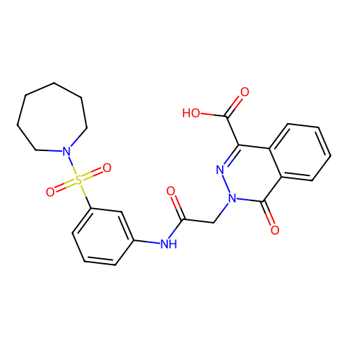 3-[2-[3-(azepan-1-ylsulfonyl)anilino]-2-oxoethyl]-4-oxophthalazine-1-carboxylic acid structure