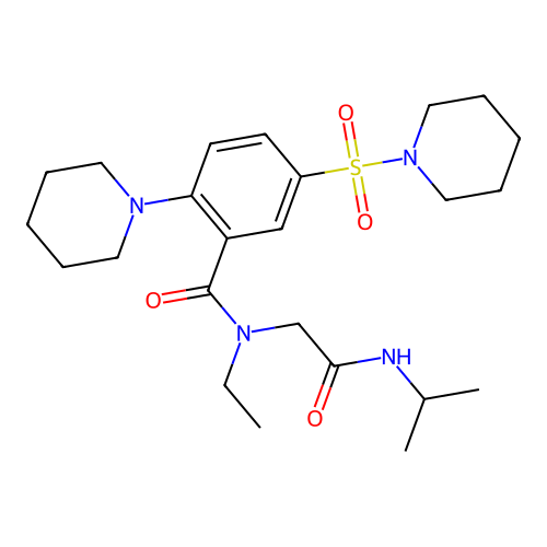 N-ethyl-N-[2-oxo-2-(propan-2-ylamino)ethyl]-2-piperidin-1-yl-5-piperidin-1-ylsulfonylbenzamide structure