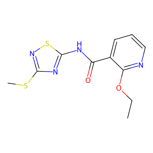2-ethoxy-N-(3-methylsulfanyl-1,2,4-thiadiazol-5-yl)pyridine-3-carboxamide structure