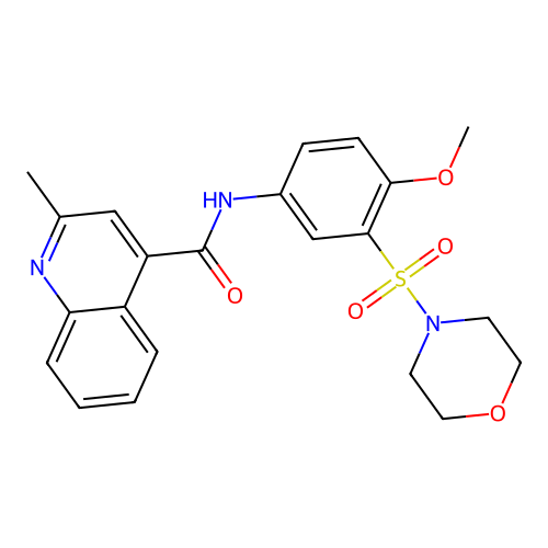 N-(4-methoxy-3-morpholin-4-ylsulfonylphenyl)-2-methylquinoline-4-carboxamide structure