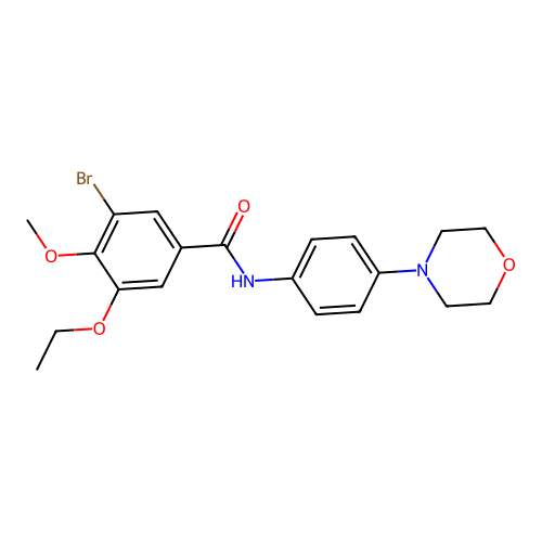 3-bromo-5-ethoxy-4-methoxy-N-(4-morpholin-4-ylphenyl)benzamide structure