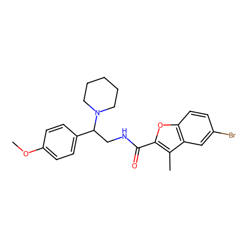 5-bromo-N-[2-(4-methoxyphenyl)-2-piperidin-1-ylethyl]-3-methyl-1-benzofuran-2-carboxamide structure
