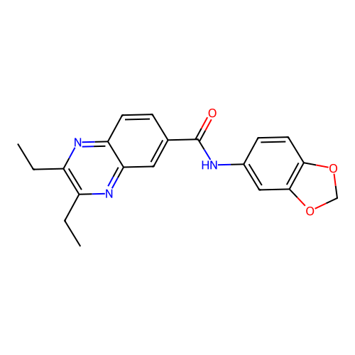 N-(1,3-benzodioxol-5-yl)-2,3-diethyl-6-quinoxalinecarboxamide structure