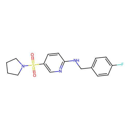 N-[(4-fluorophenyl)methyl]-5-pyrrolidin-1-ylsulfonylpyridin-2-amine structure