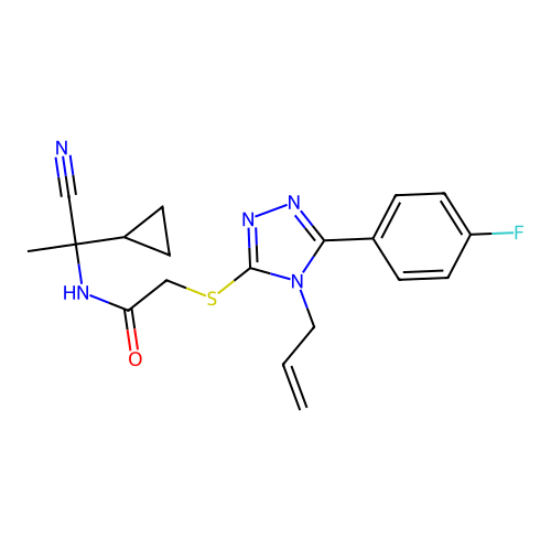 N-(1-cyano-1-cyclopropylethyl)-2-[[5-(4-fluorophenyl)-4-prop-2-enyl-1,2,4-triazol-3-yl]sulfanyl]acetamide structure