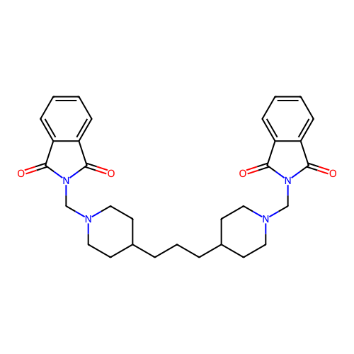 2-{[4-(3-{1-[(1,3-dioxo-2,3-dihydro-1h-isoindol-2-yl)methyl]-4-piperidyl}propyl)piperidino]methyl}isoindoline-1,3-dione structure