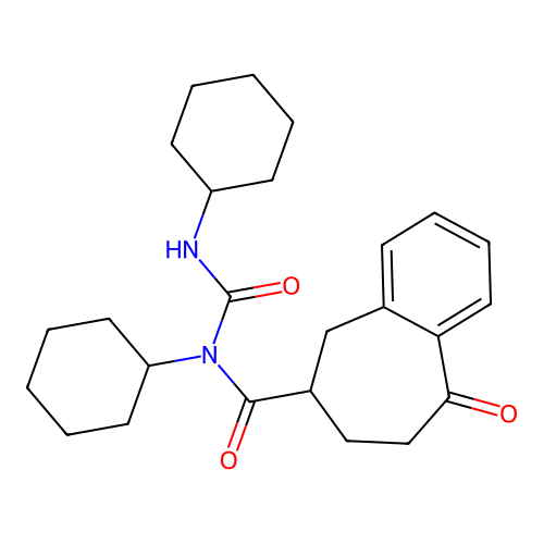 N-cyclohexyl-N-(cyclohexylcarbamoyl)-9-oxo-5,6,7,8-tetrahydrobenzo[7]annulene-6-carboxamide structure