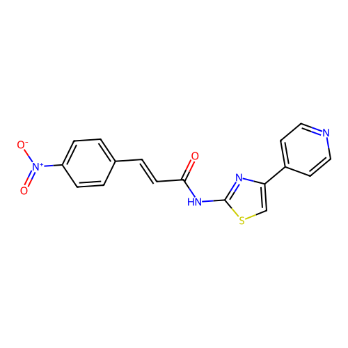 (E)-3-(4-nitrophenyl)-N-(4-(pyridin-4-yl)thiazol-2-yl)acrylamide structure