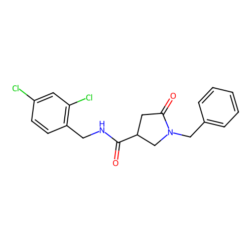 1-benzyl-N-[(2,4-dichlorophenyl)methyl]-5-oxopyrrolidine-3-carboxamide structure