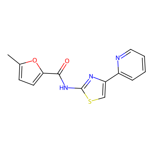 5-methyl-N-[4-(2-pyridinyl)-2-thiazolyl]-2-furancarboxamide structure