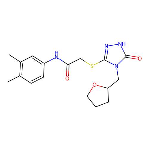 N-(3,4-dimethylphenyl)-2-[[5-oxo-4-(oxolan-2-ylmethyl)-1H-1,2,4-triazol-3-yl]sulfanyl]acetamide structure