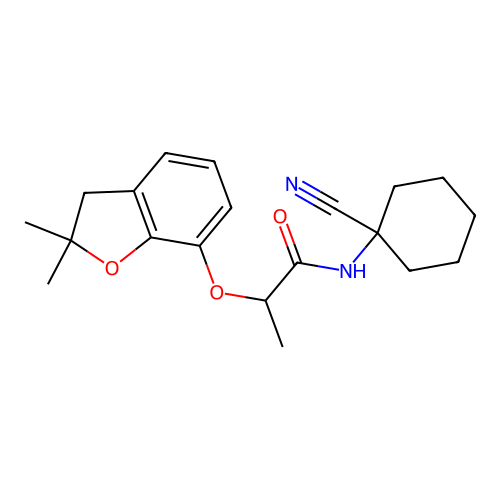 N-(1-cyanocyclohexyl)-2-[(2,2-dimethyl-3H-1-benzofuran-7-yl)oxy]propanamide structure