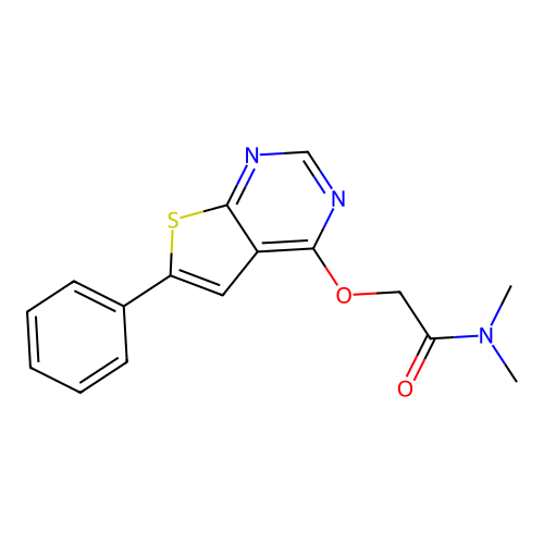 N,N-dimethyl-2-(6-phenylthieno[2,3-d]pyrimidin-4-yl)oxyacetamide structure