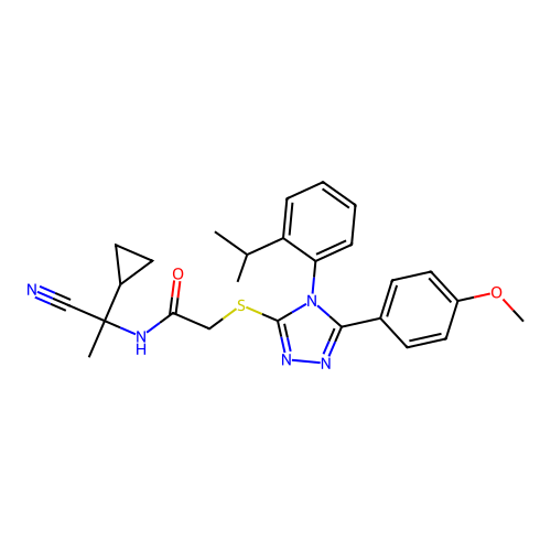 N-(1-cyano-1-cyclopropylethyl)-2-[[5-(4-methoxyphenyl)-4-(2-propan-2-ylphenyl)-1,2,4-triazol-3-yl]sulfanyl]acetamide structure