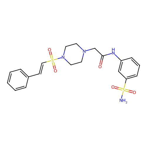 2-{4-[(1E)-2-phenylethenesulfonyl]piperazin-1-yl}-N-(3-sulfamoylphenyl)acetamide structure