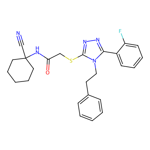 N-(1-cyanocyclohexyl)-2-{[5-(2-fluorophenyl)-4-(2-phenylethyl)-4H-1,2,4-triazol-3-yl]sulfanyl}acetamide structure