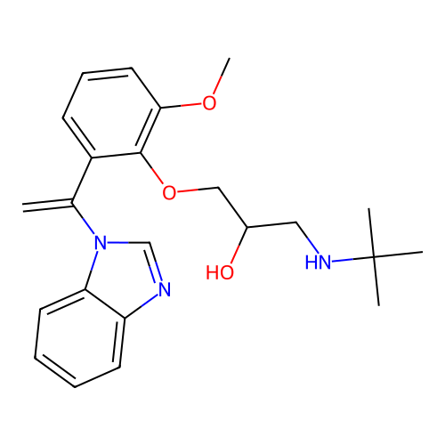 1-((6-(1-(1H-Benzimidazol-1-yl)vinyl)-2-methoxy)phenoxy)-3-(tert-butylamino)-2-propanol structure