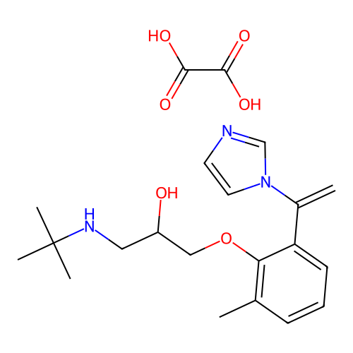 3-(tert-Butylamino)-1-(6-(1-(1H-imidazol-1-yl)vinyl)-o-tolylxy)-2-propanol oxalate hydrate structure