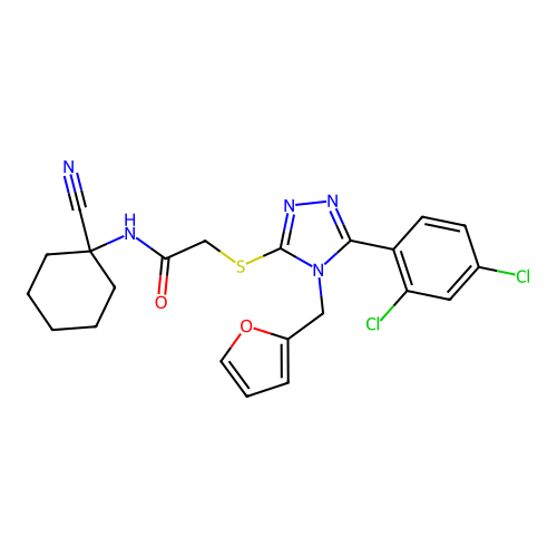 N-(1-cyanocyclohexyl)-2-{[5-(2,4-dichlorophenyl)-4-[(furan-2-yl)methyl]-4H-1,2,4-triazol-3-yl]sulfanyl}acetamide structure
