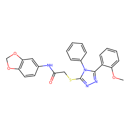 N-(1,3-benzodioxol-5-yl)-2-[[5-(2-methoxyphenyl)-4-phenyl-1,2,4-triazol-3-yl]sulfanyl]acetamide structure
